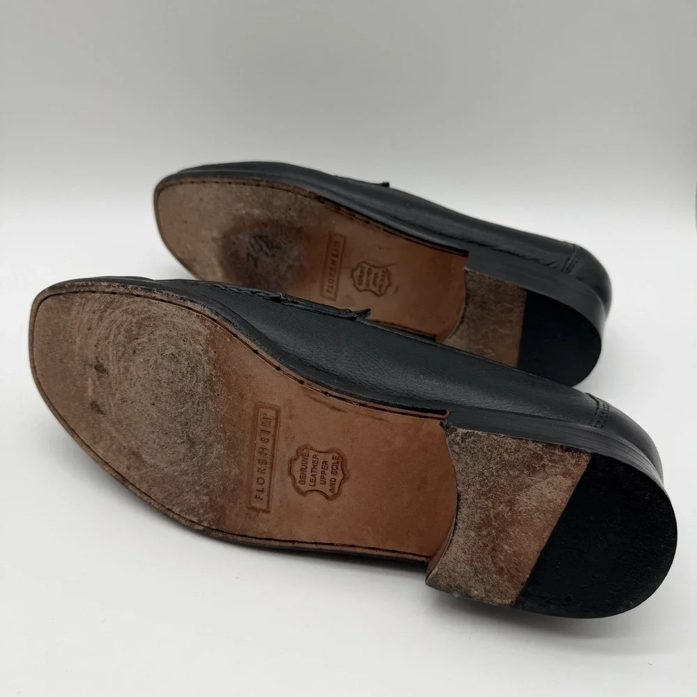 Florsheim Men's Padron Pebbled Leather Penny Loafer Tassel Black Size 9.5 D